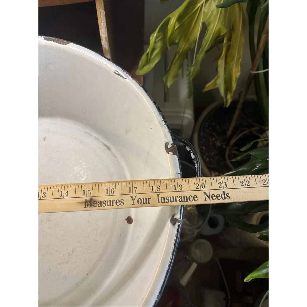 Vintage Enamel Ware Graniteware‎ Tub Basin Farm House Handle Bowl 19